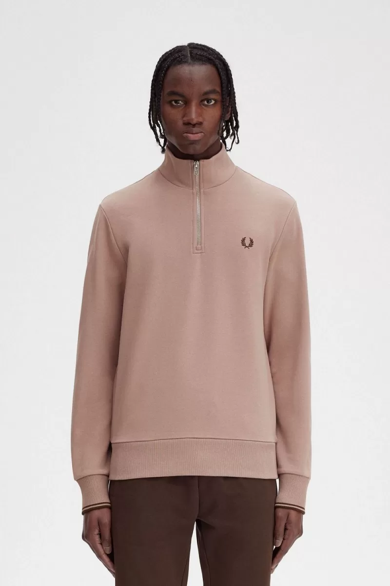 Fred Perry Half Zip Men’s Sweatshirts Dark Pink SMKLT6203 Fred Perry Half Zip Men’s Sweatshirts Dark Pink SMKLT6203