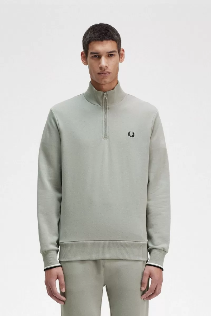 Fred Perry Half Zip Men’s Sweatshirts Grey XBKPH6438 Fred Perry Half Zip Men’s Sweatshirts Grey XBKPH6438