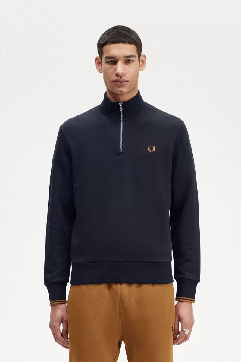 Fred Perry Half Zip Men’s Sweatshirts Navy Dark Coffee KADUN1058 Fred Perry Half Zip Men’s Sweatshirts Navy Dark Coffee KADUN1058