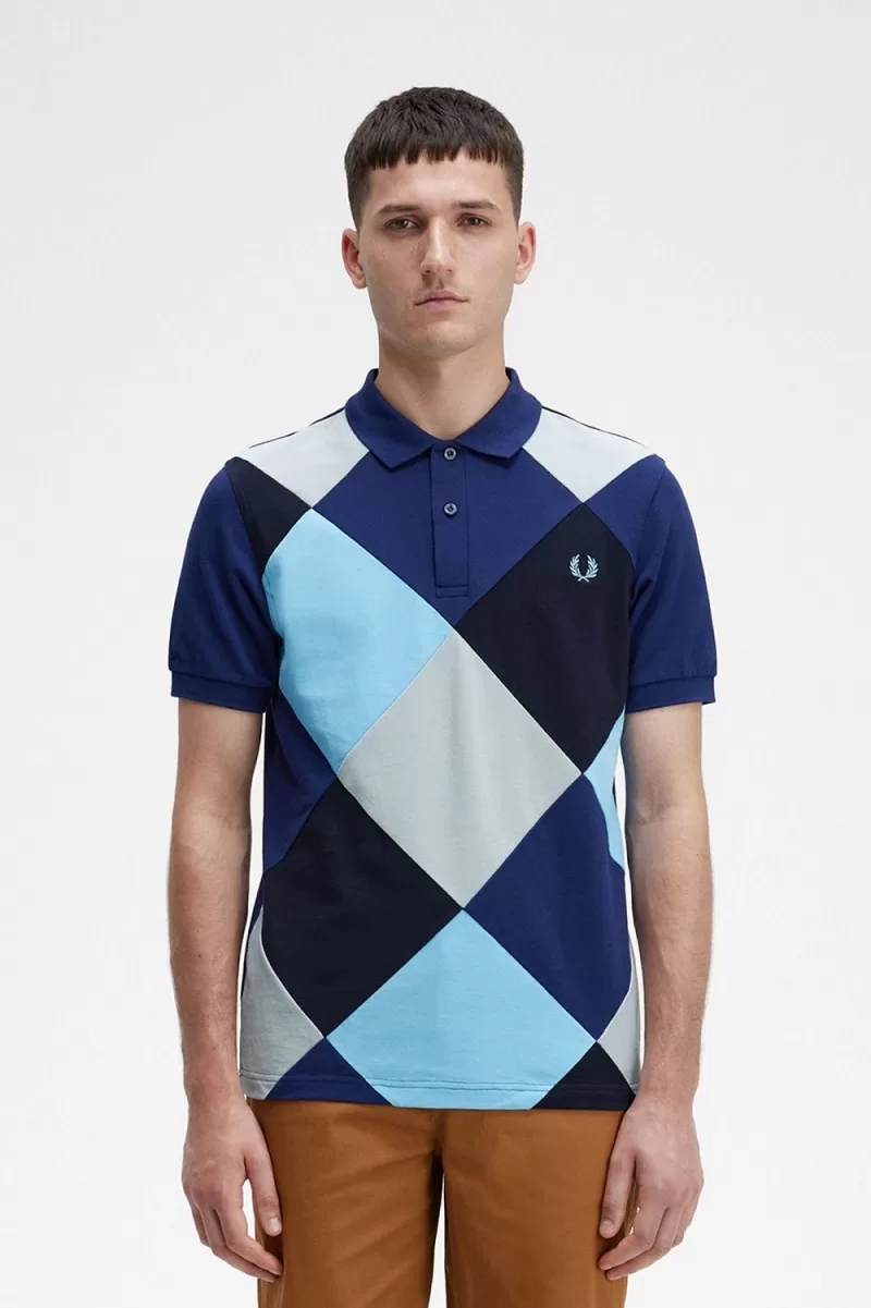 Fred Perry Harlequin Men’s Polo Shirt French Navy GPFKB1620 Fred Perry Harlequin Men’s Polo Shirt French Navy GPFKB1620