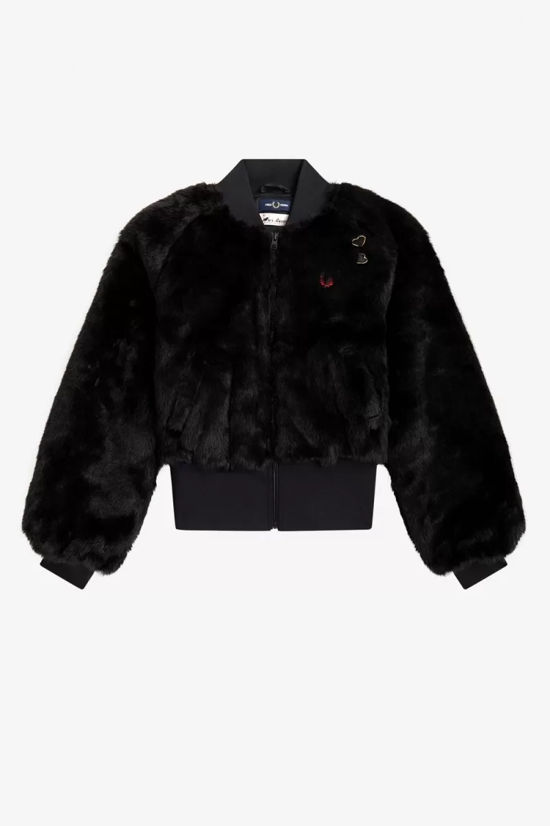 Fred Perry Heart Detail Faux Fur Women’s Jackets Black MWHVA1357 Fred Perry Heart Detail Faux Fur Women’s Jackets Black MWHVA1357