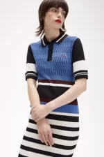 Fred Perry Jacquard Knitted Stripe Women’s Dress Twilight Blue QJMKX9468