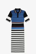 Fred Perry Jacquard Knitted Stripe Women’s Dress Twilight Blue QJMKX9468