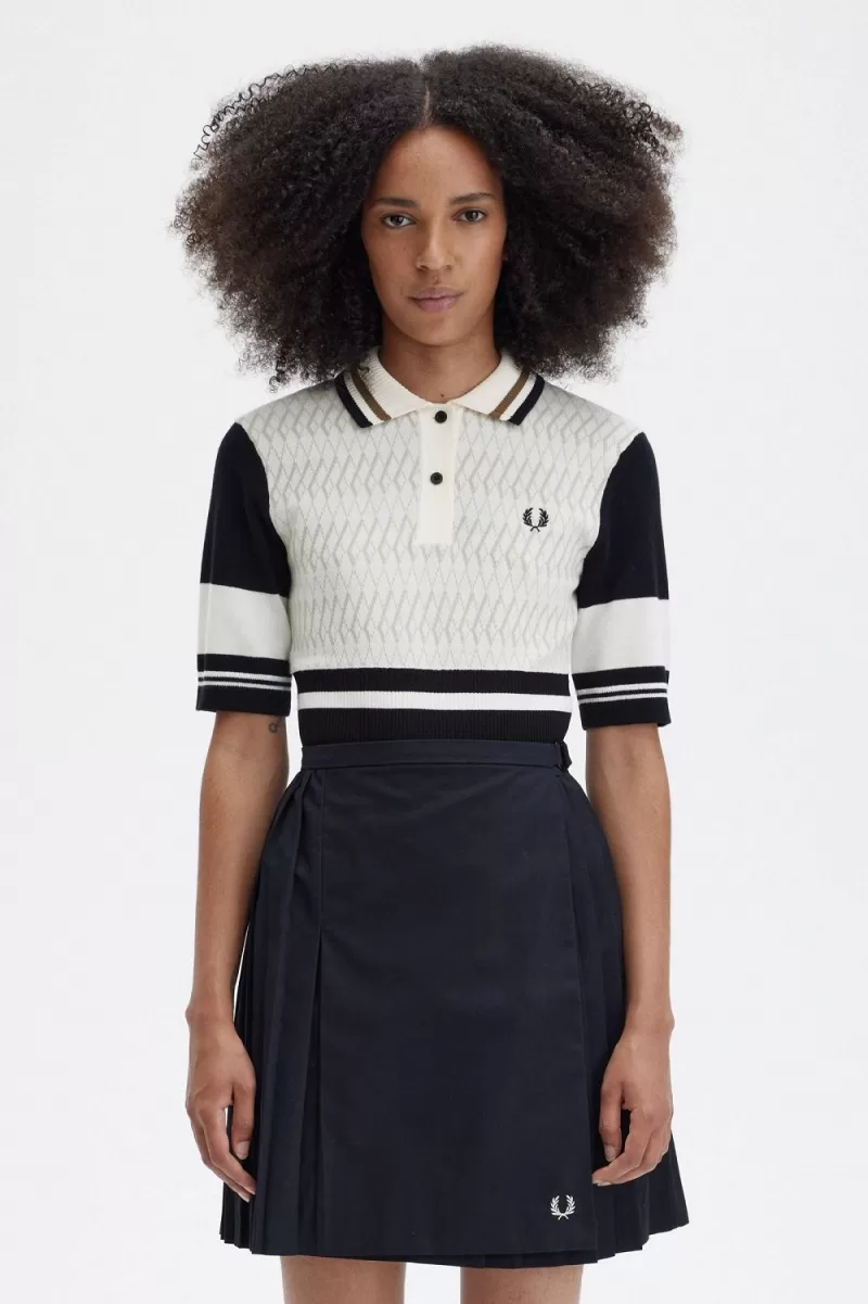 Fred Perry Jacquard Knitted Women’s Shirt Beige URBIZ1695 Fred Perry Jacquard Knitted Women’s Shirt Beige URBIZ1695