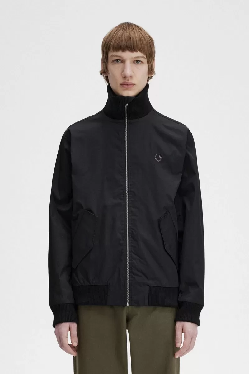 Fred Perry Knitted Rib Tennis Bomber Men’s Jackets Black GLPWS5913 Fred Perry Knitted Rib Tennis Bomber Men’s Jackets Black GLPWS5913