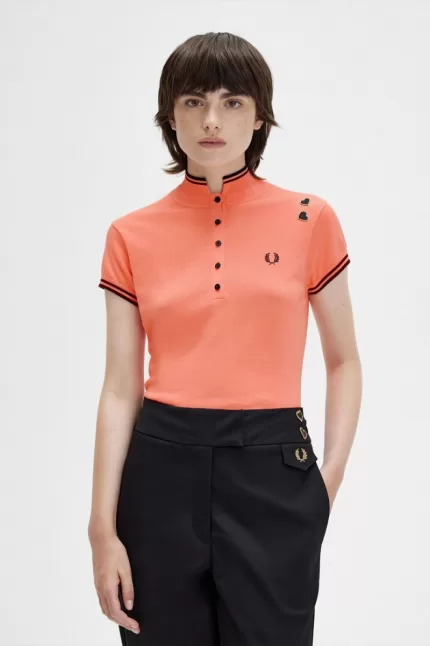 Fred Perry Knitted Women’s Shirt Coral Heat UJYVC8094