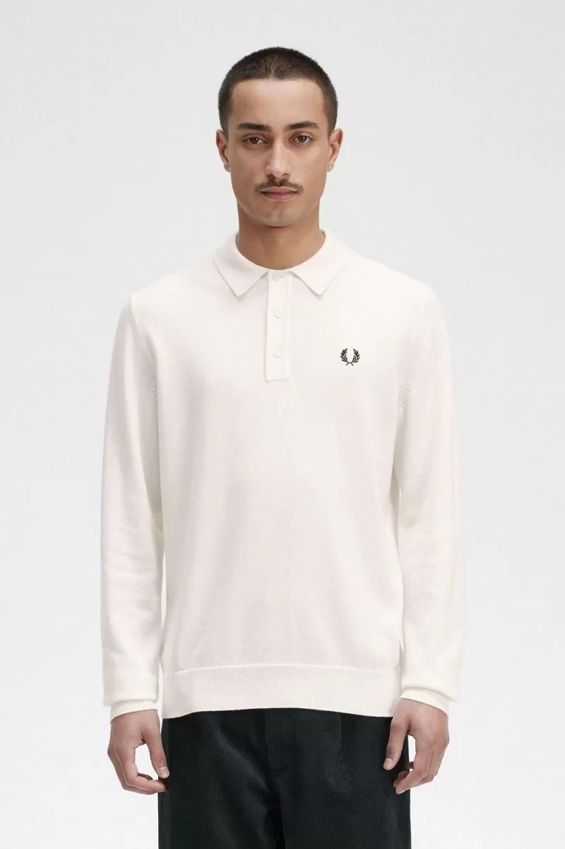 Fred Perry Long Sleeve Knitted Men’s Shirt Beige XMPIV1785 Fred Perry Long Sleeve Knitted Men’s Shirt Beige XMPIV1785
