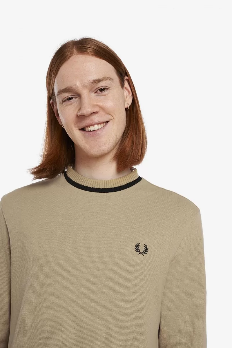 Fred Perry Long Sleeve Piqué Men’s T-Shirt Khaki WXEDK4238 Fred Perry Long Sleeve Piqué Men’s T-Shirt Khaki WXEDK4238