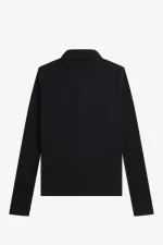 Fred Perry Long Sleeve Ribbed Women’s Polo Shirt Black IXAGH0539