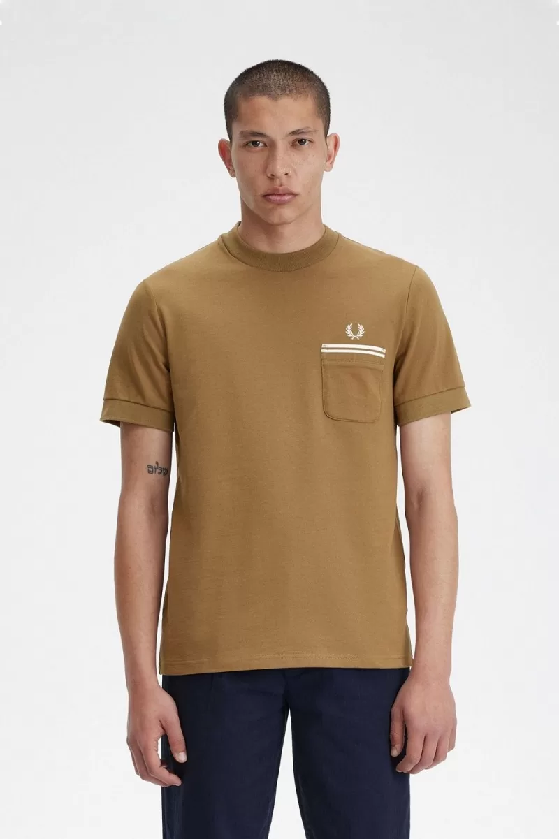 Fred Perry Loopback Jersey Pocket Men’s T-Shirt Brown RCKJQ8293 Fred Perry Loopback Jersey Pocket Men’s T-Shirt Brown RCKJQ8293