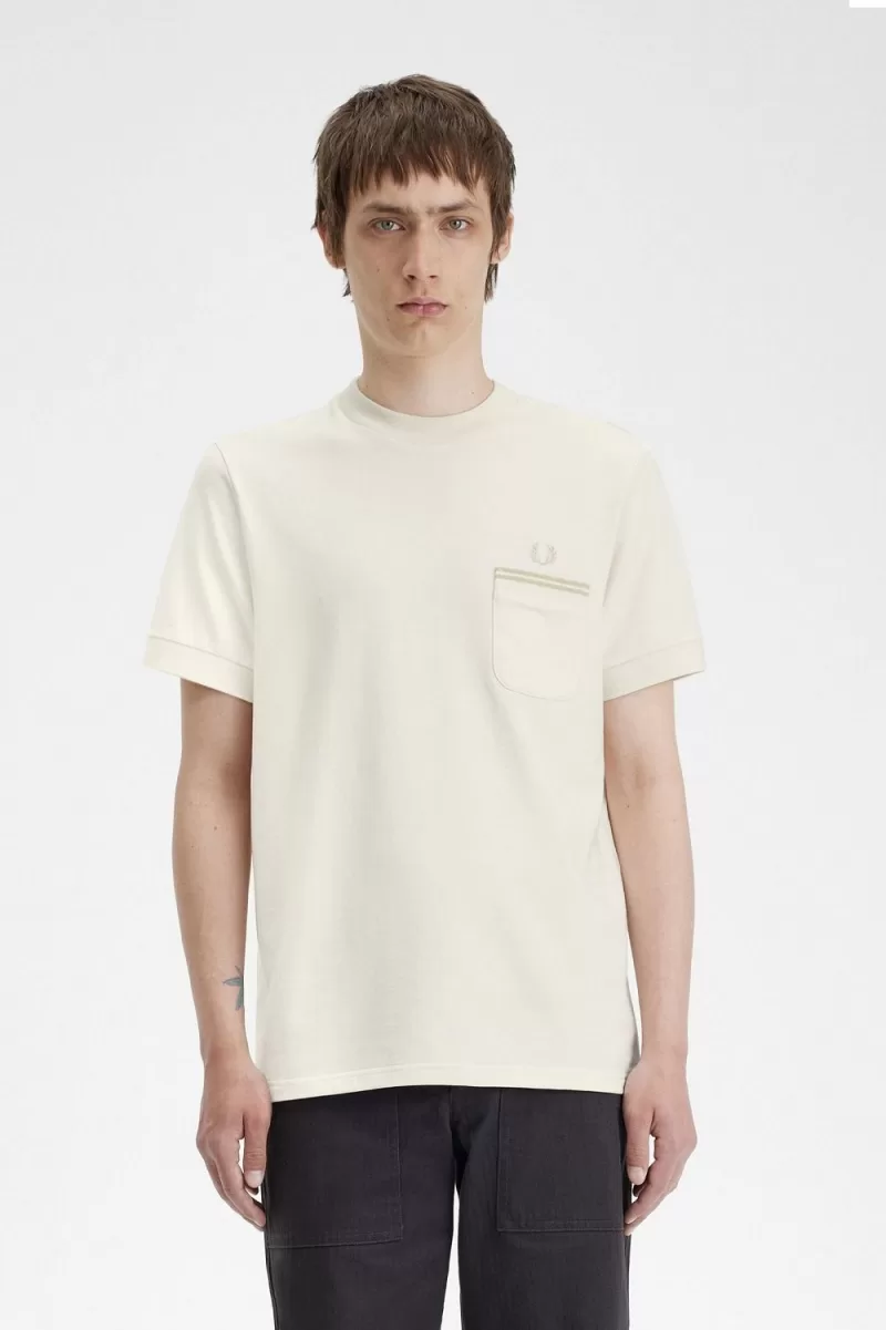 Fred Perry Loopback Jersey Pocket Men’s T-Shirt Beige SBZQG6372 Fred Perry Loopback Jersey Pocket Men’s T-Shirt Beige SBZQG6372