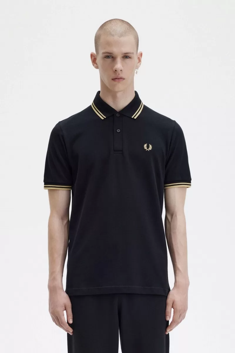 Fred Perry M12 Men’s Shirt Black Champagne JOBZQ6739 Fred Perry M12 Men’s Shirt Black Champagne JOBZQ6739