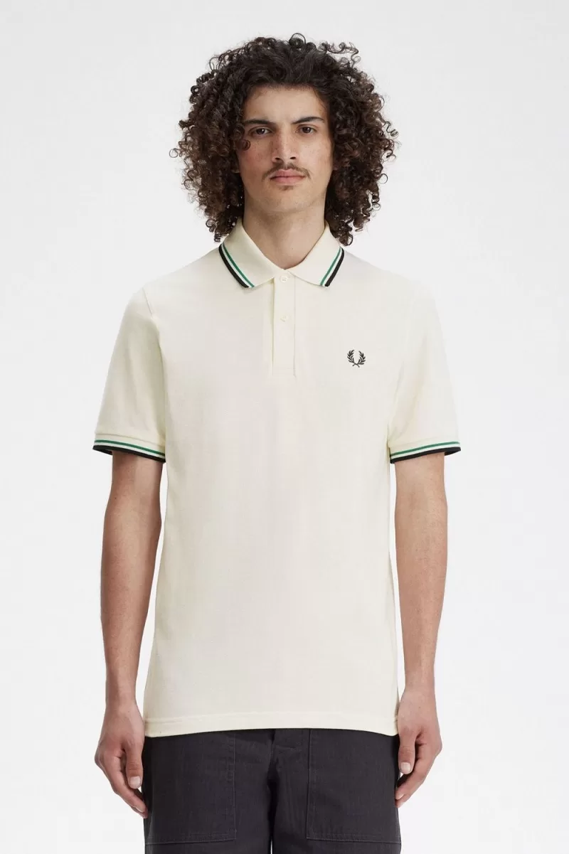 Fred Perry M12 Men’s Shirt Light Beige Green Black FQTRP9456 Fred Perry M12 Men’s Shirt Light Beige Green Black FQTRP9456
