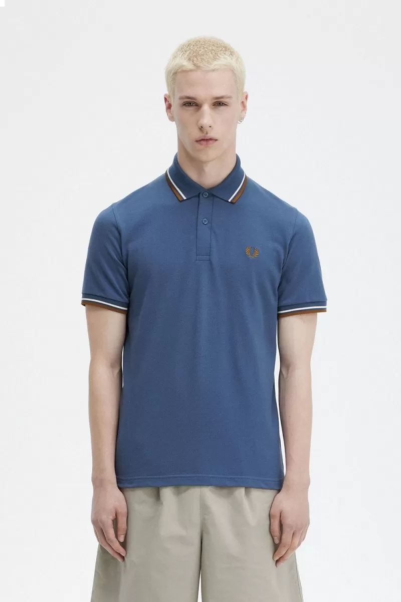 Fred Perry M12 Men’s Shirt Midnight Blue Beige Dark Coffee IQKVD5306 Fred Perry M12 Men’s Shirt Midnight Blue Beige Dark Coffee IQKVD5306