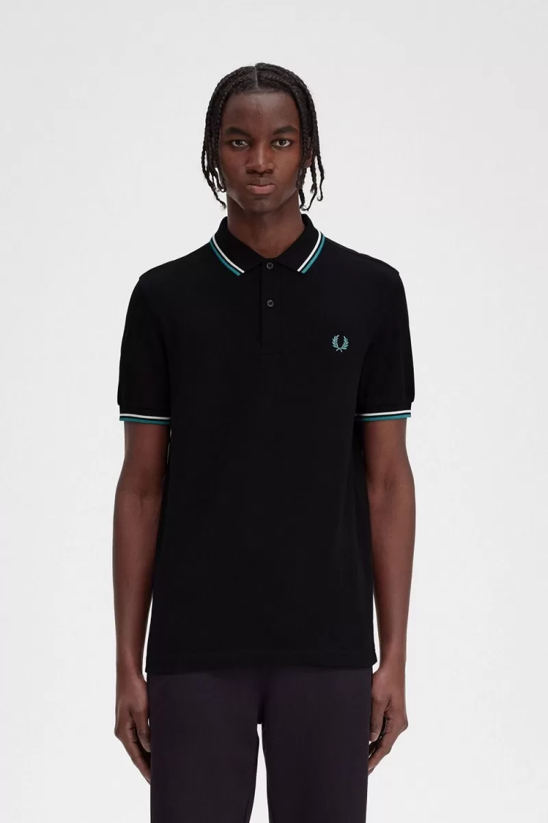 Fred Perry M3600 Men’s Shirt Black Beige Deep Mint MEZAG4921 Fred Perry M3600 Men’s Shirt Black Beige Deep Mint MEZAG4921