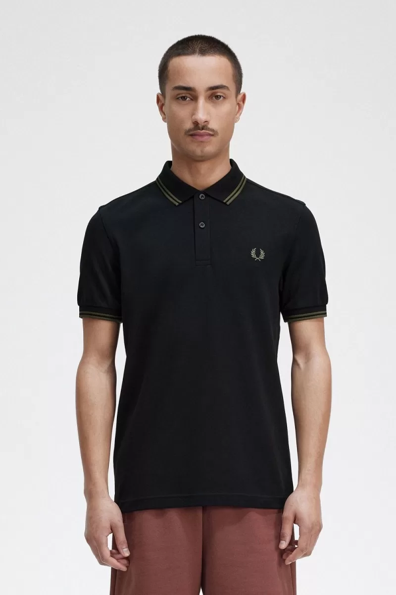 Fred Perry M3600 Men’s Shirt Black Field Green DICVS2965 Fred Perry M3600 Men’s Shirt Black Field Green DICVS2965