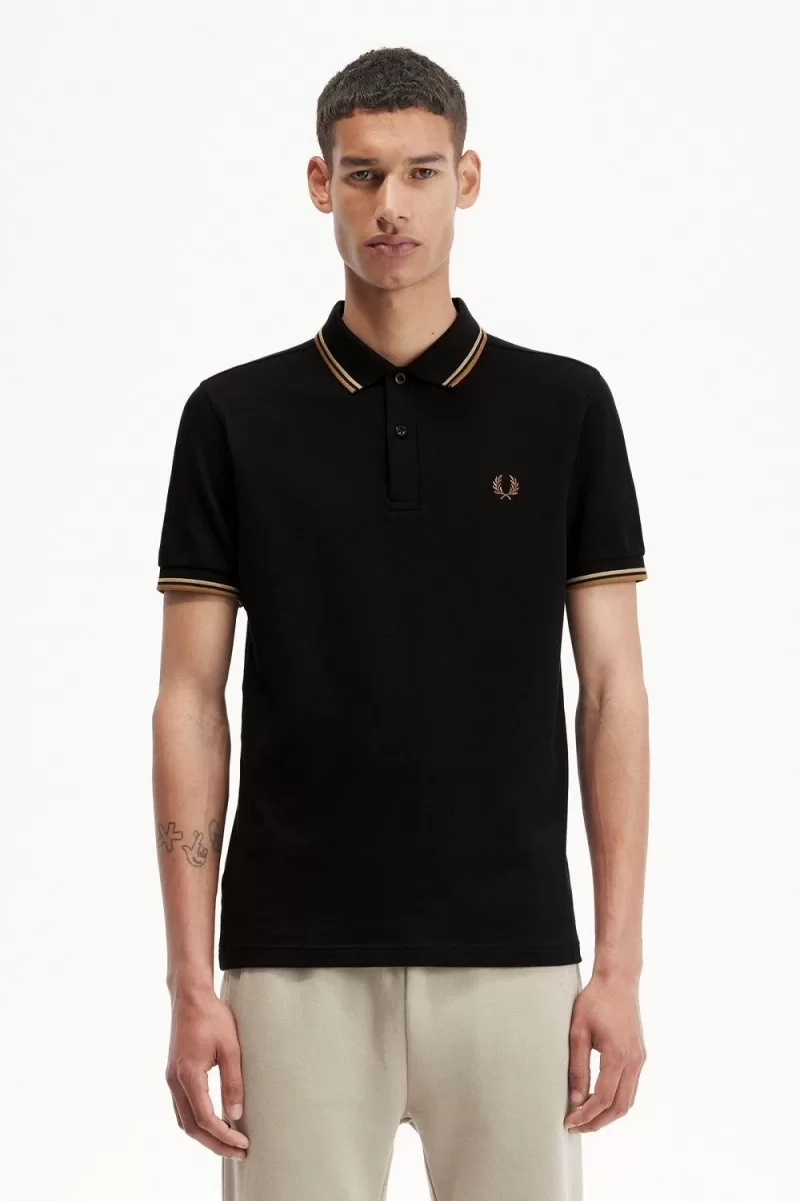 Fred Perry M3600 Men’s Shirt Black Green Brown ZNMUV7054 Fred Perry M3600 Men’s Shirt Black Green Brown ZNMUV7054