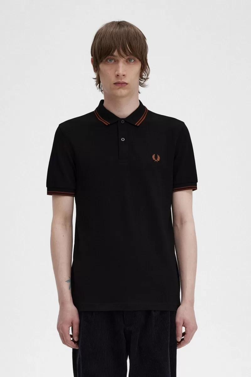Fred Perry M3600 Men’s Shirt Black Whisky Brown ZXRBD2348 Fred Perry M3600 Men’s Shirt Black Whisky Brown ZXRBD2348
