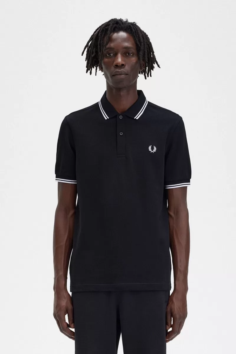Fred Perry M3600 Men’s Shirt Black White PMAIU6481 Fred Perry M3600 Men’s Shirt Black White PMAIU6481