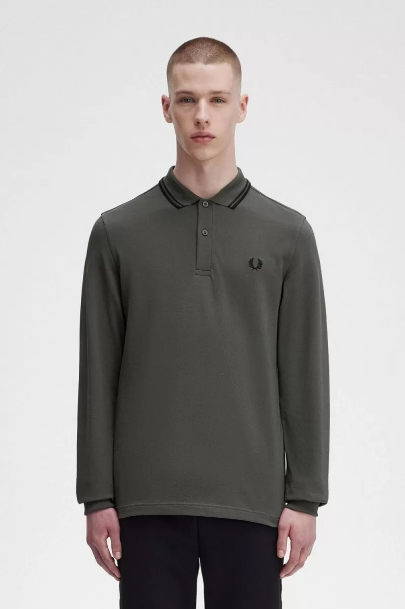 Fred Perry M3636 Men’s Shirt Field Green Black EVIJR6279 Fred Perry M3636 Men’s Shirt Field Green Black EVIJR6279