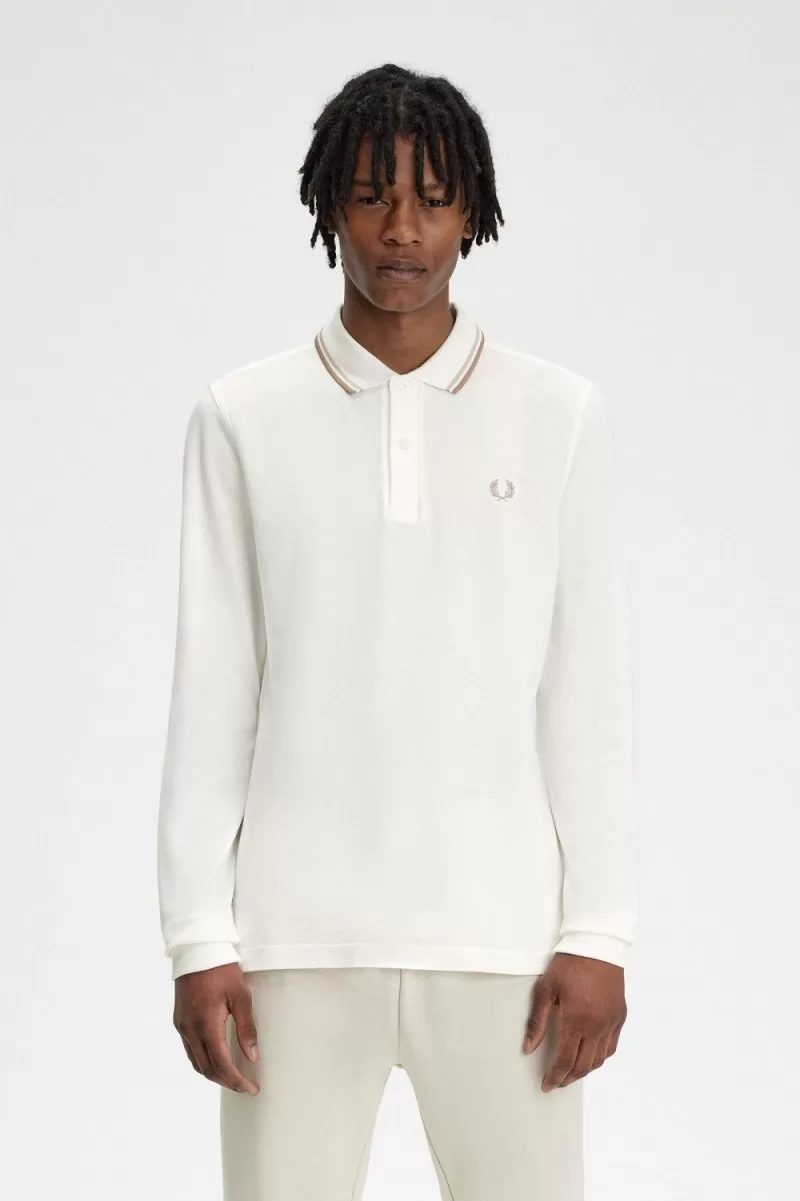 Fred Perry M3636 Mens Shirt Snow White O 126 ZOOM - Fred Perry M3636 Men's Shirt Snow White Oatmeal Green HEGVF7834