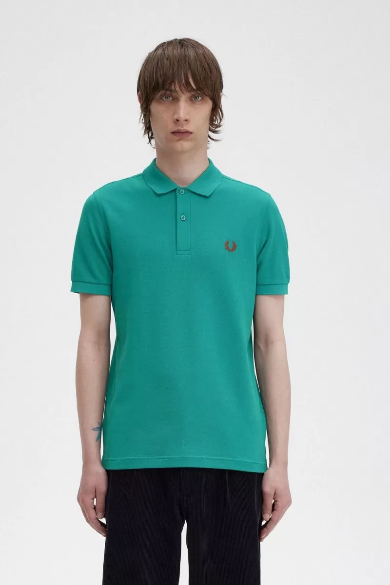 Fred Perry M6000 Men’s Shirt Deep Mint Whisky Brown LIKFX8514 Fred Perry M6000 Men’s Shirt Deep Mint Whisky Brown LIKFX8514