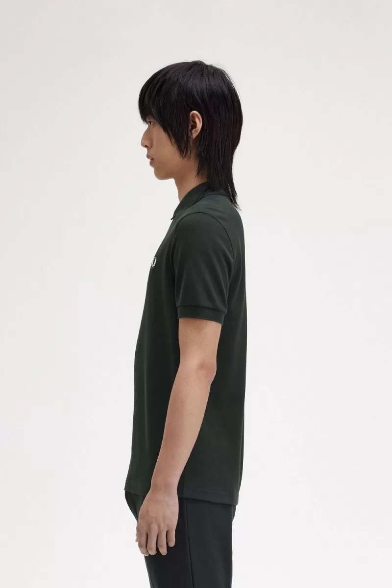 Fred Perry M6000 Mens Shirt Night Green  214 1 ZOOM - Fred Perry M6000 Men's Shirt Night Green Snow White HUZYV6127