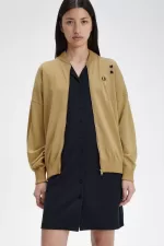 Fred Perry Metallic Knitted Bomber Women’s Jackets 1964 Gold HXBPL2034