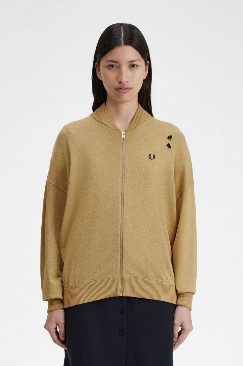 Fred Perry Metallic Knitted Bomber Women’s Jackets 1964 Gold HXBPL2034 Fred Perry Metallic Knitted Bomber Women’s Jackets 1964 Gold HXBPL2034