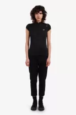 Fred Perry Metallic Knitted Women’s Polo Shirt Black LNBRH2768