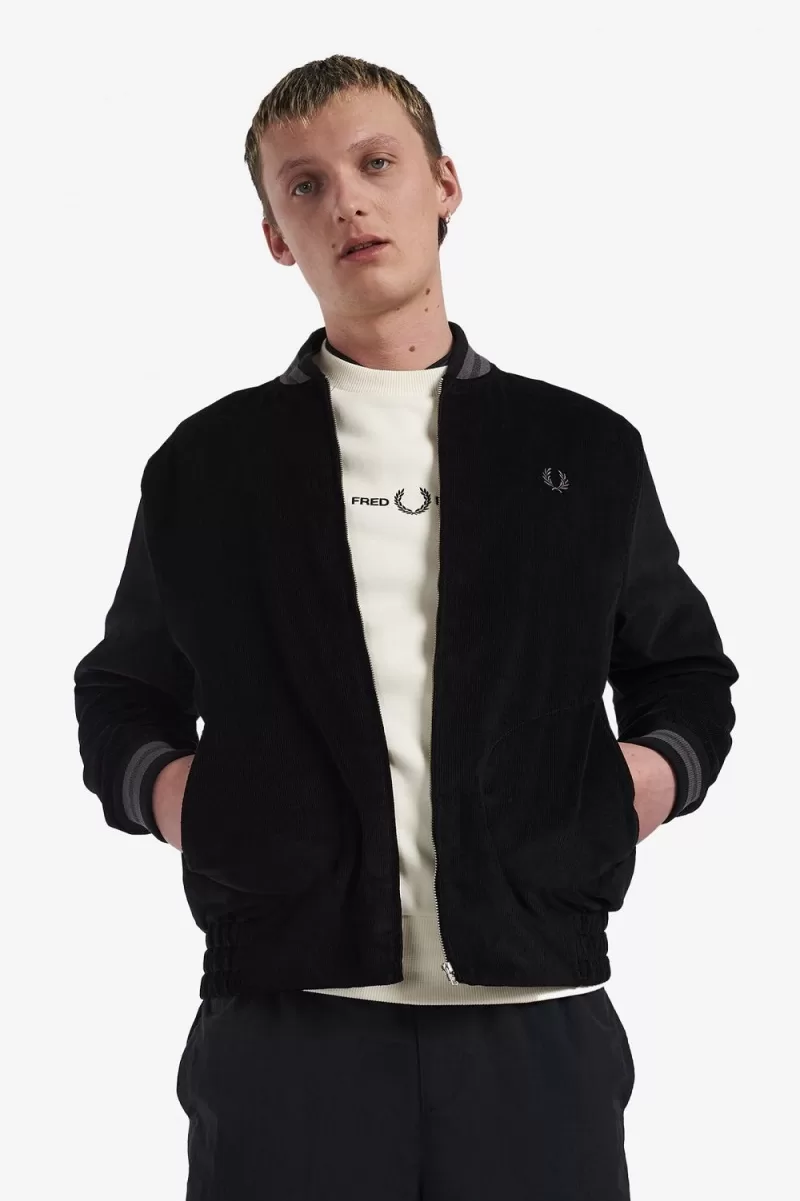 Fred Perry Needlecord Tennis Bomber Men’s Jackets Black RDBGN1509 Fred Perry Needlecord Tennis Bomber Men’s Jackets Black RDBGN1509