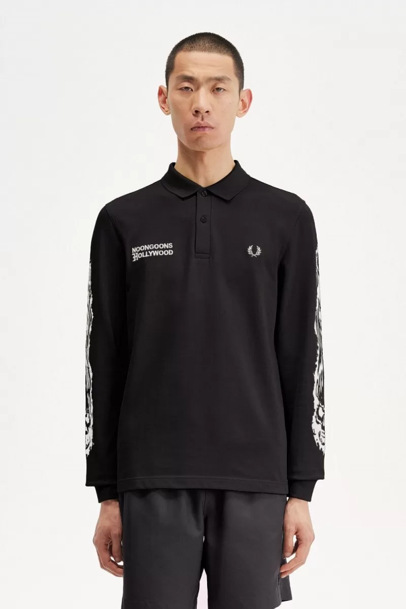 Fred Perry Noongoons Long Sleeve Graphic Men’s Polo Shirt Black AIRVU3176 Fred Perry Noongoons Long Sleeve Graphic Men’s Polo Shirt Black AIRVU3176