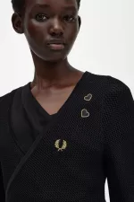 Fred Perry Open-Knit Wrap Women’s Cardigan Black HLIND2803