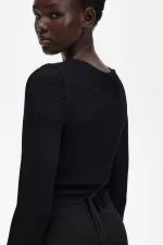 Fred Perry Open-Knit Wrap Women’s Cardigan Black HLIND2803