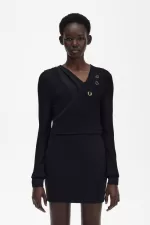 Fred Perry Open-Knit Wrap Women’s Cardigan Black HLIND2803