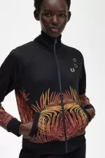 Fred Perry Palm Print Track Women’s Jackets Black CQAIW1926