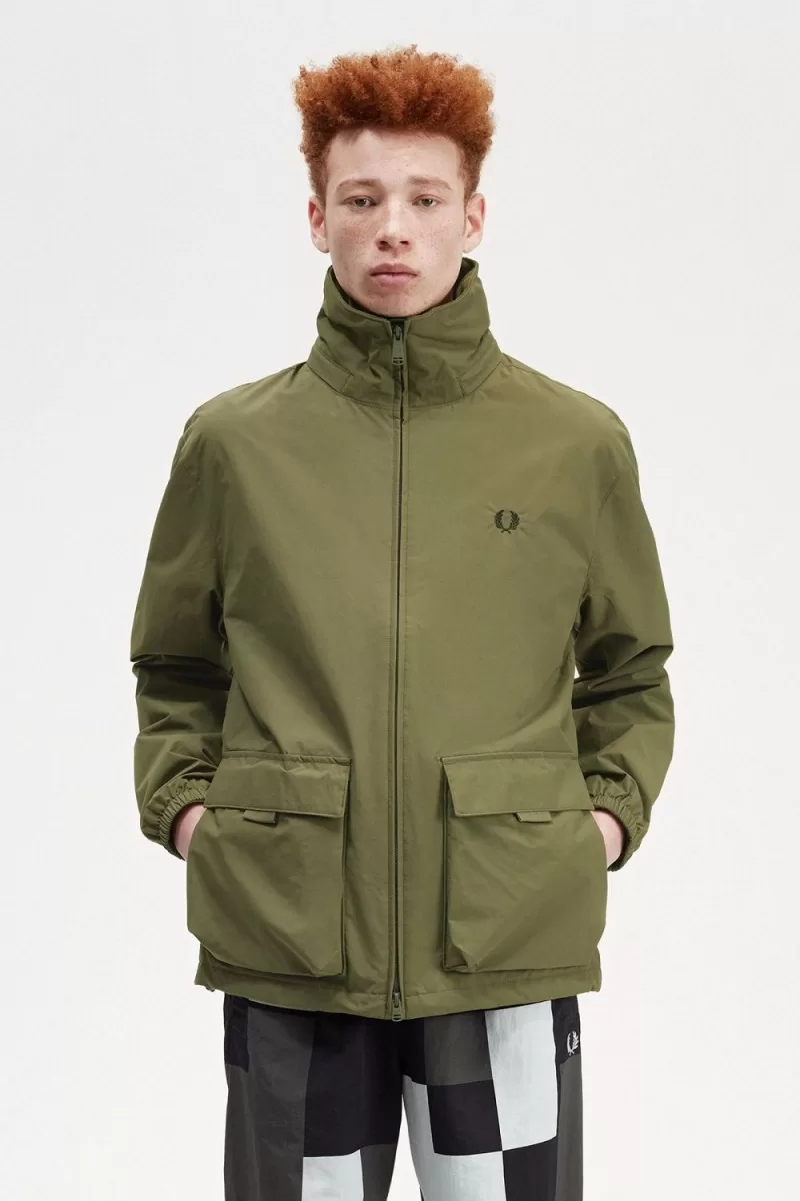 Fred Perry Patch Pocket Zip Through Men’s Jackets Uniform Green HTPSA1924 Fred Perry Patch Pocket Zip Through Men’s Jackets Uniform Green HTPSA1924
