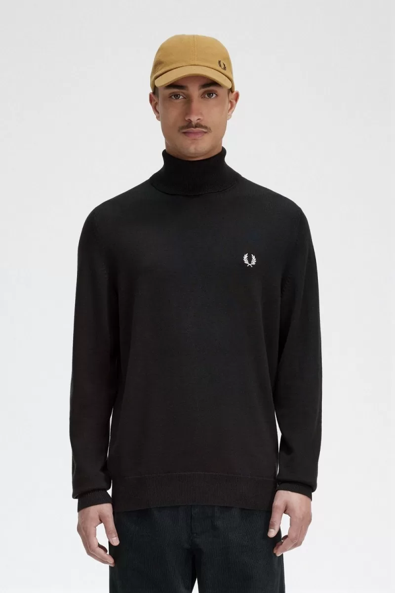 Fred Perry Roll Neck Mens Jumper Night G 99 ZOOM - Fred Perry Roll Neck Men's Jumper Night Green PVLUX3502
