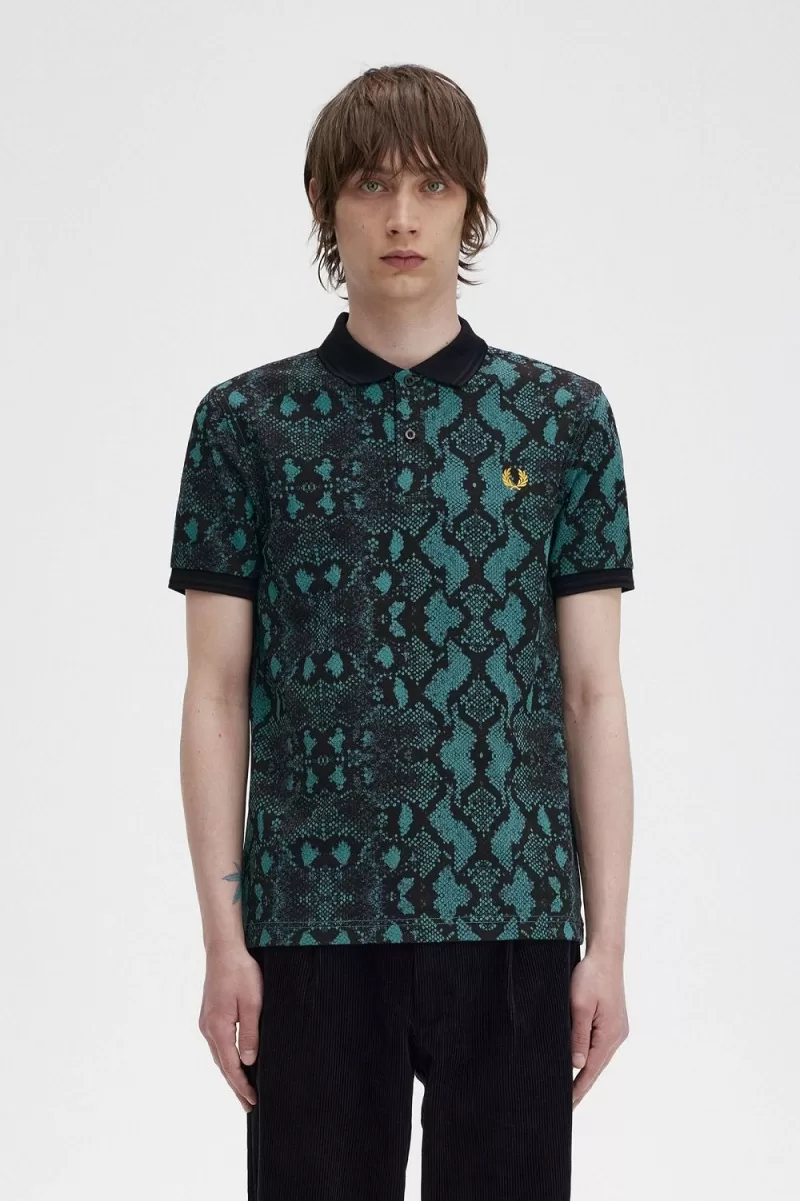 Fred Perry Snake Print Men’s Shirt Deep Mint CZIDJ2815 Fred Perry Snake Print Men’s Shirt Deep Mint CZIDJ2815