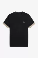 Fred Perry Striped Cuff Men’s T-Shirt Black WUKSJ3472