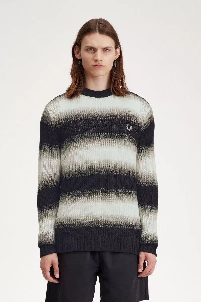 Fred Perry Striped Open Knit Men’s Jumper Black YZPGC0138 Fred Perry Striped Open Knit Men’s Jumper Black YZPGC0138