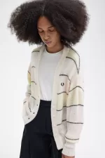 Fred Perry Striped Open Knit Women’s Cardigan Silky Peach DHBLU0957