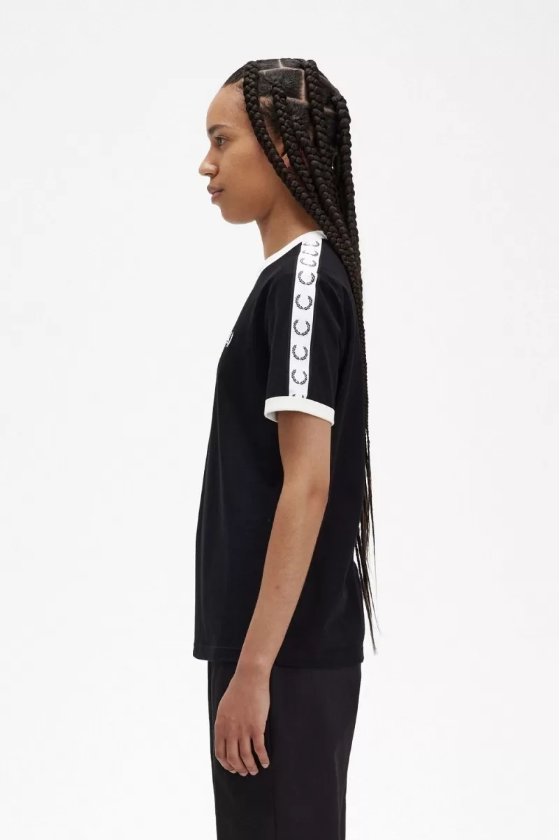 Fred Perry Taped Ringer Women’s T-Shirt Black OKQWA2786 Fred Perry Taped Ringer Women’s T-Shirt Black OKQWA2786