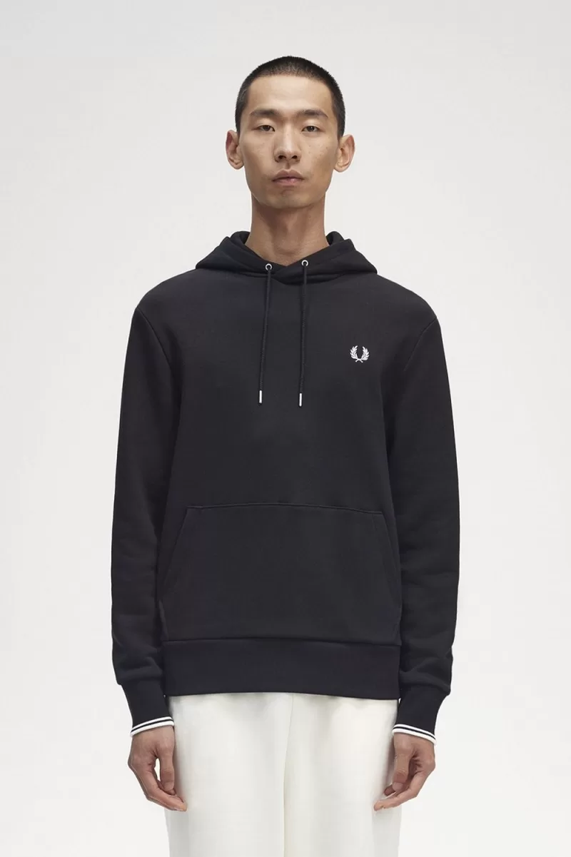 Fred Perry Tipped Hooded Men’s Sweatshirts Black FUMTV7905 Fred Perry Tipped Hooded Men’s Sweatshirts Black FUMTV7905