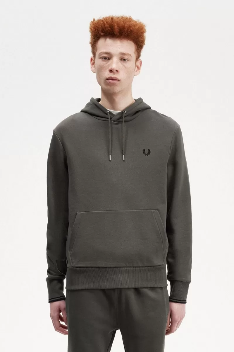 Fred Perry Tipped Hooded Men’s Sweatshirts Field Green PUORJ4072 Fred Perry Tipped Hooded Men’s Sweatshirts Field Green PUORJ4072