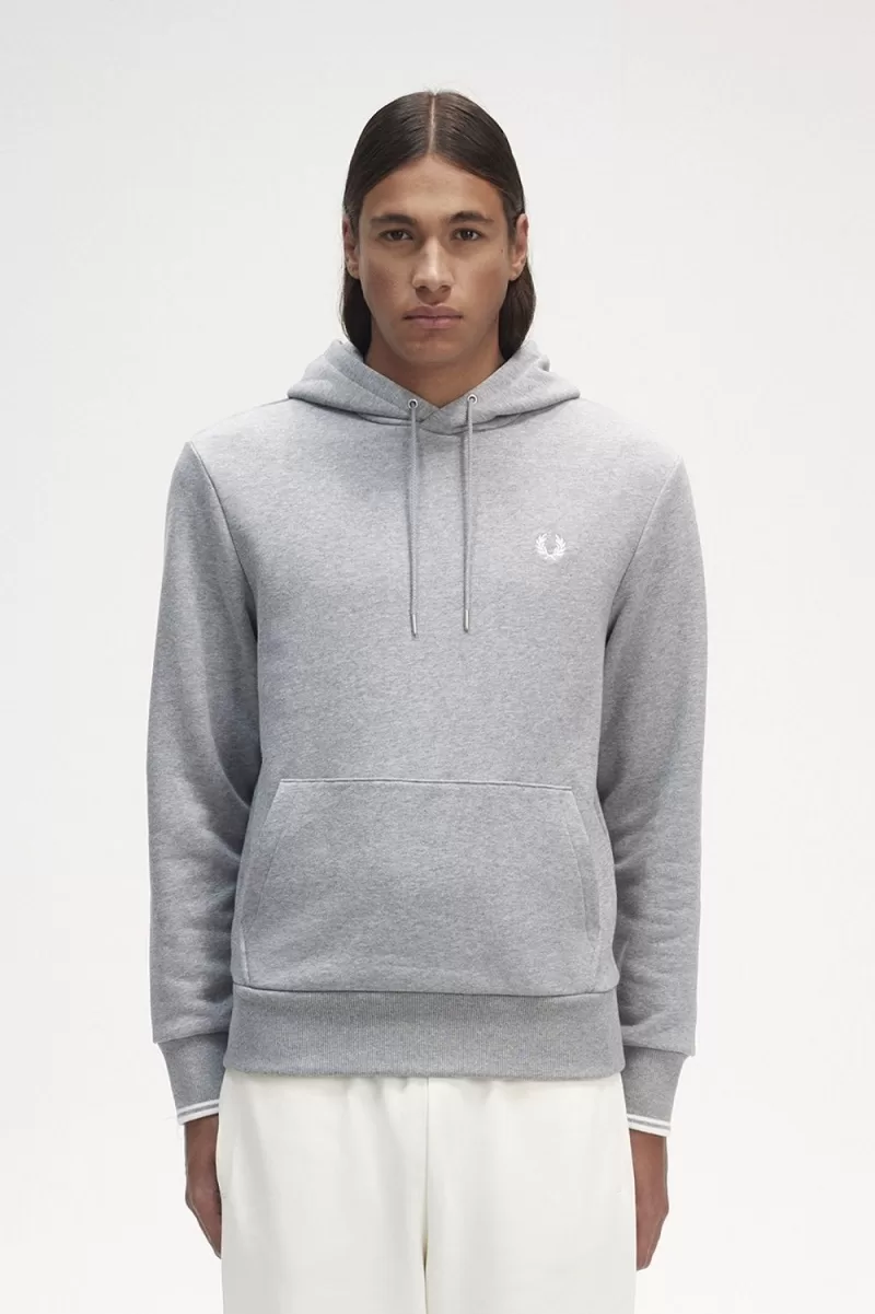 Fred Perry Tipped Hooded Men’s Sweatshirts Grey WZQJG6134 Fred Perry Tipped Hooded Men’s Sweatshirts Grey WZQJG6134