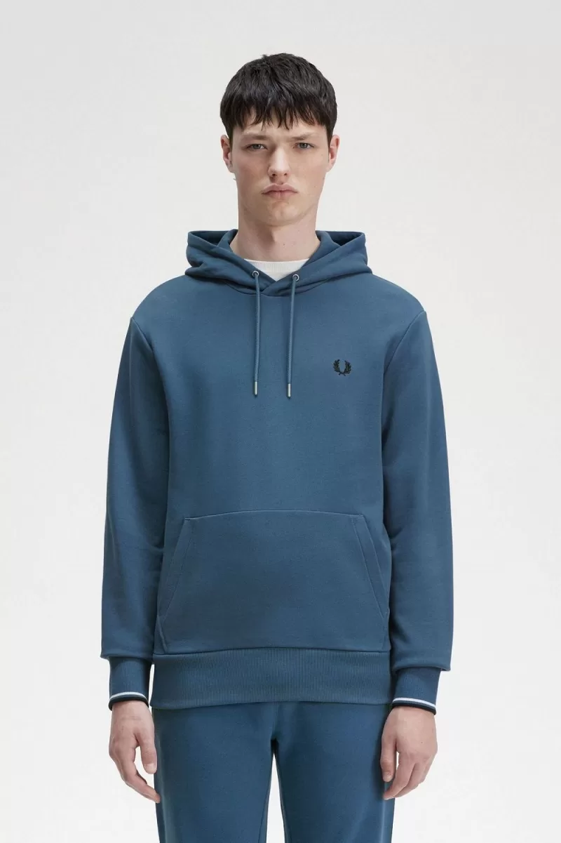 Fred Perry Tipped Hooded Men’s Sweatshirts Midnight Blue ETNIL5280 Fred Perry Tipped Hooded Men’s Sweatshirts Midnight Blue ETNIL5280