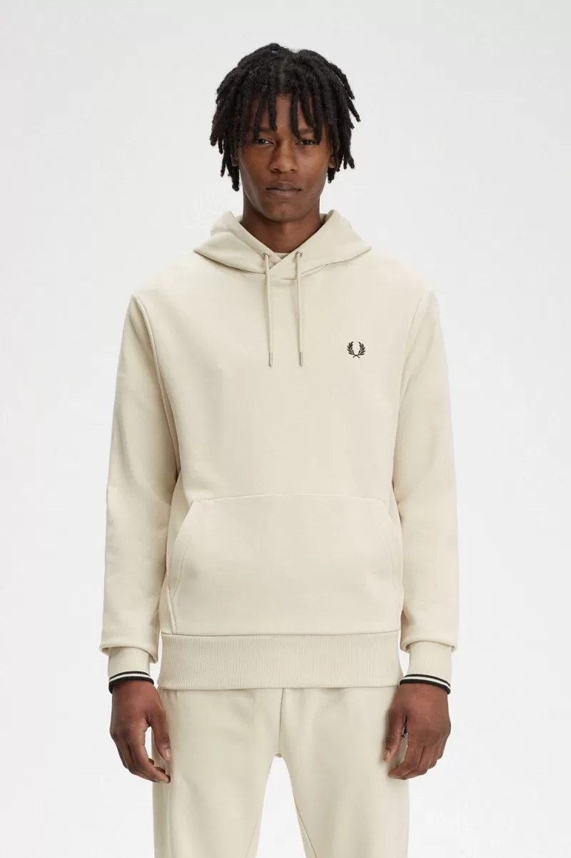 Fred Perry Tipped Hooded Men’s Sweatshirts Oatmeal Black AMIUD6480 Fred Perry Tipped Hooded Men’s Sweatshirts Oatmeal Black AMIUD6480