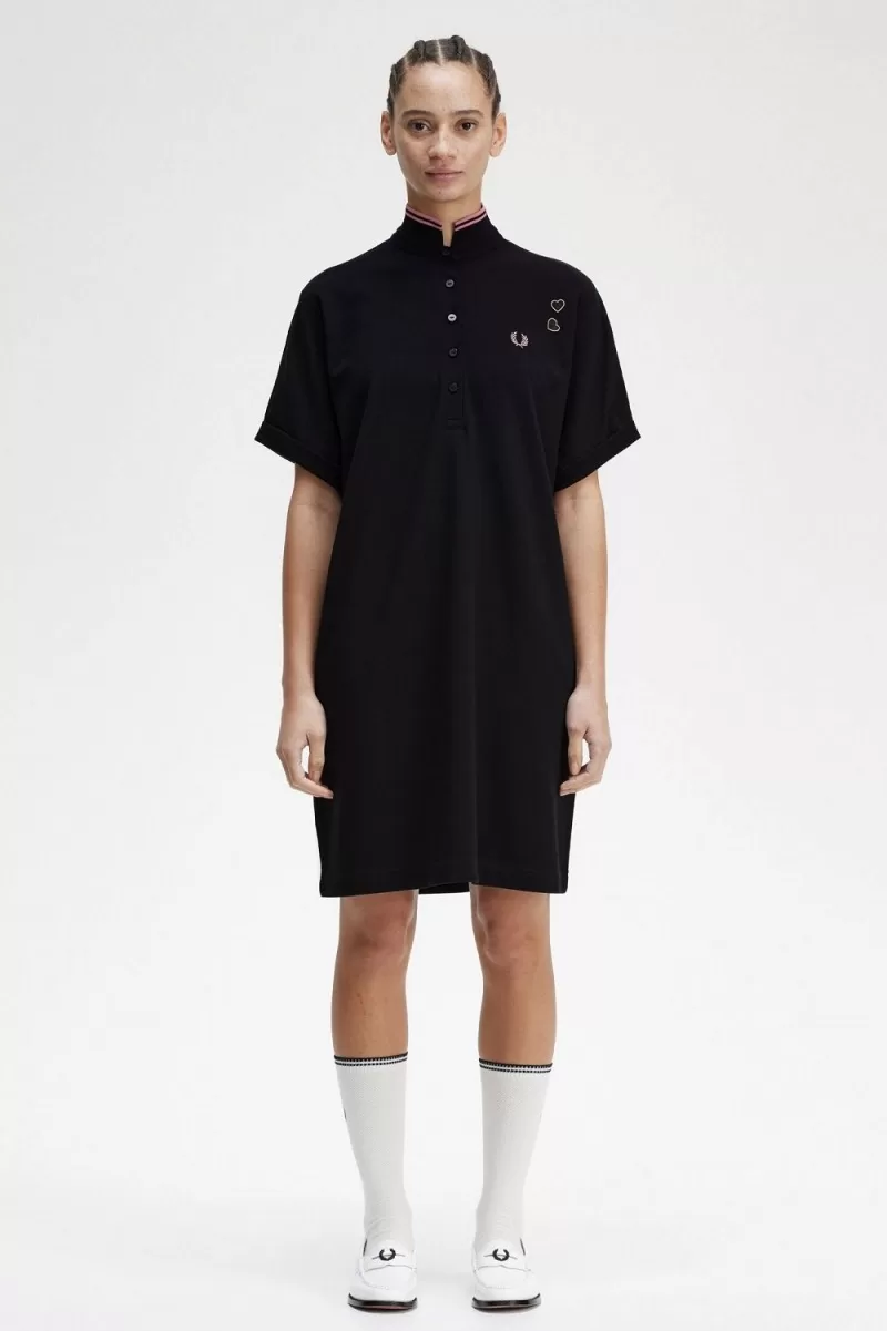 Fred Perry Tipped Piqu Shirt Womens Dres 902 ZOOM 1 - Fred Perry Tipped Piqué Shirt Women's Dress Black JDGWF1382