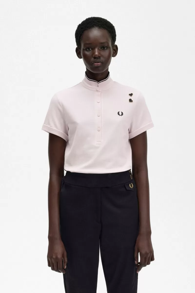Fred Perry Tipped Piqué Women’s Polo Shirt Milky Pink SPOIU3902 Fred Perry Tipped Piqué Women’s Polo Shirt Milky Pink SPOIU3902